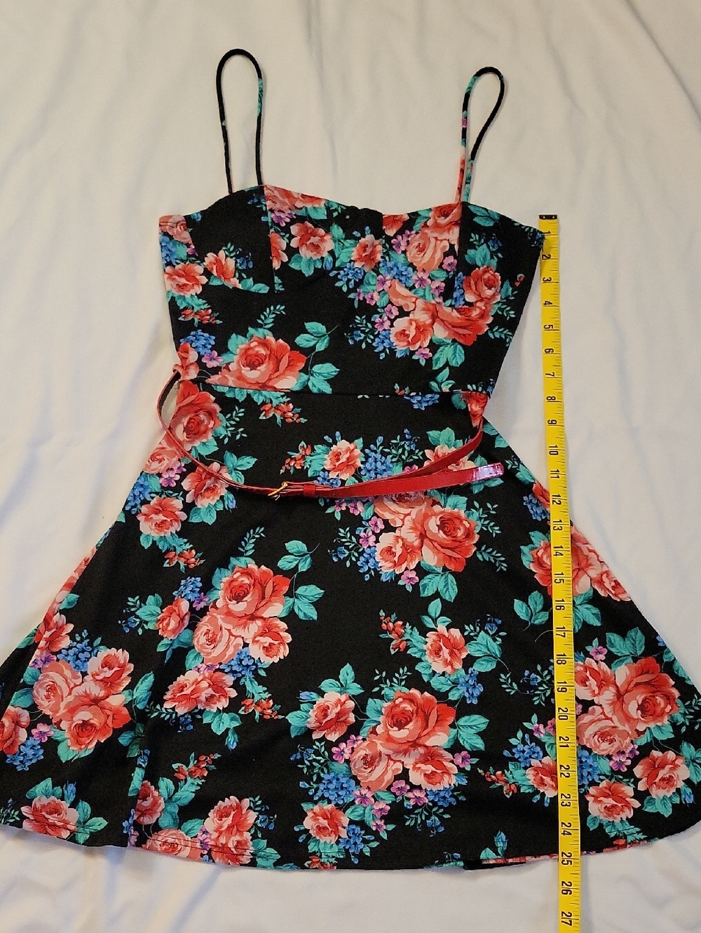 Floral Fit-and-Flare Spaghetti Strap Dress